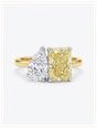 18ct Yellow Gold,Platinum Head LabGrown Diamond Yellow&White Toi Et MoiPear And Radiant Cut Ring J70164