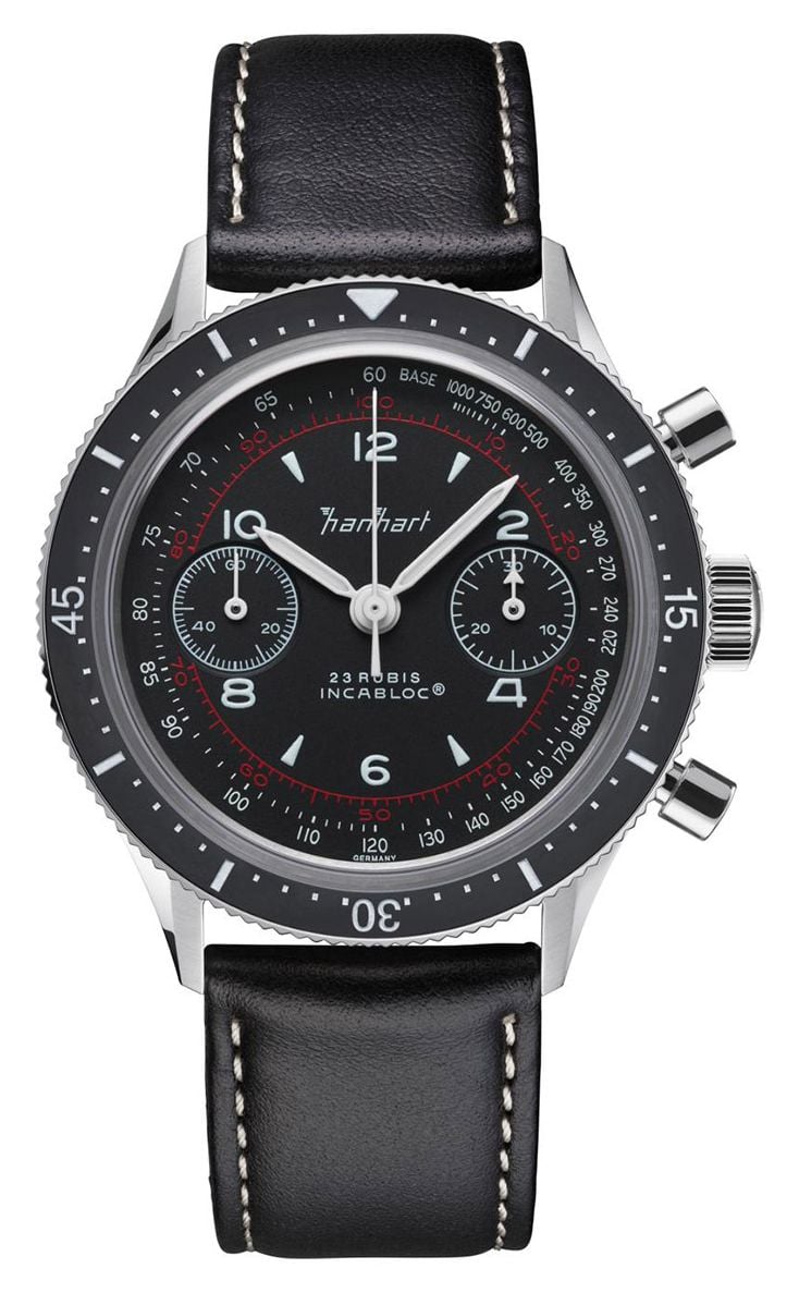 Hanhart H703.215-8010 415 ES Pure (39mm) Black Dial / Black Watch