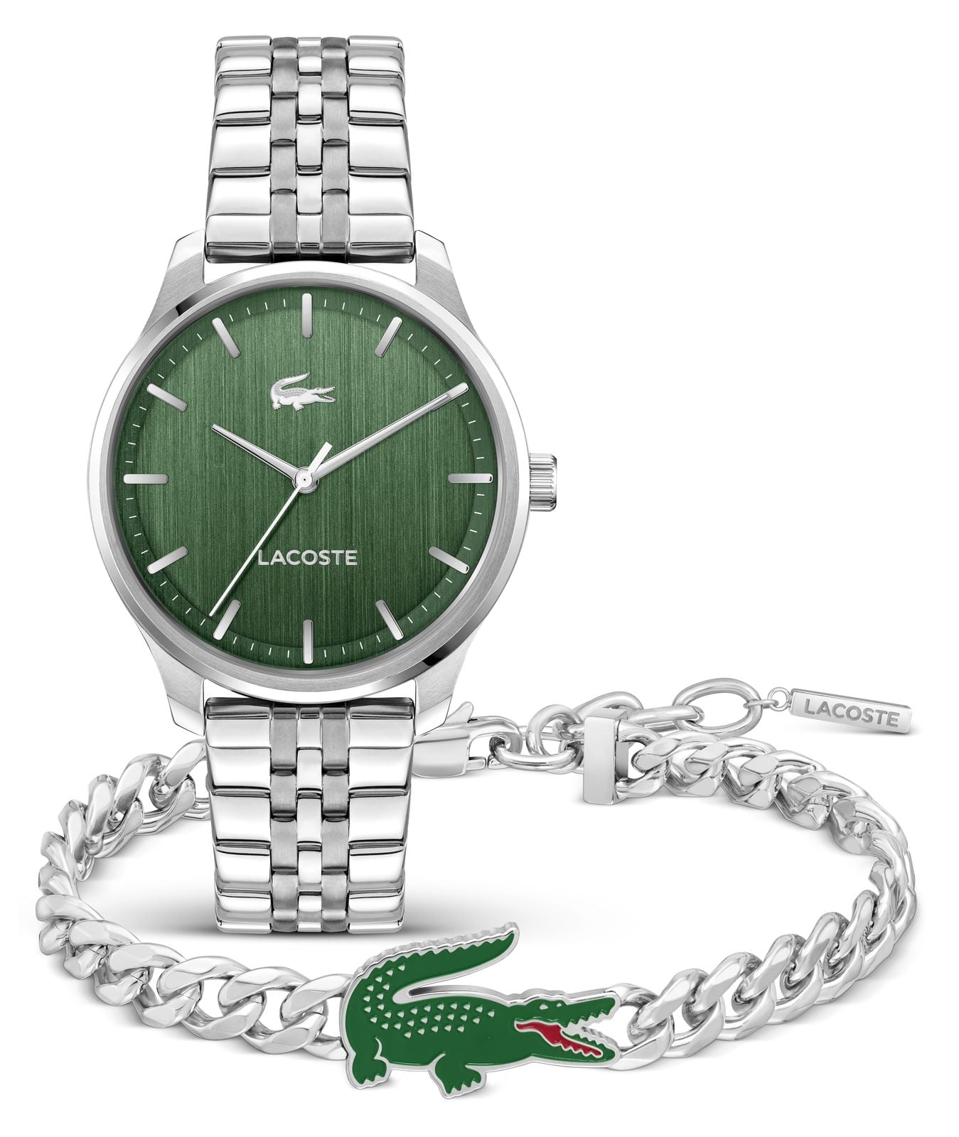 Lacoste 2070065 Mens Stainless Steel Green Dial Giftset Watch