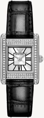 Emporio Armani Two-Hand Crystal Quartz (22mm) Silver Dial / Black Leather Strap AR11660