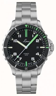 Laco Amazonas Automatic (42mm) Black & Green Dial / Stainless Steel Bracelet 862107.MB