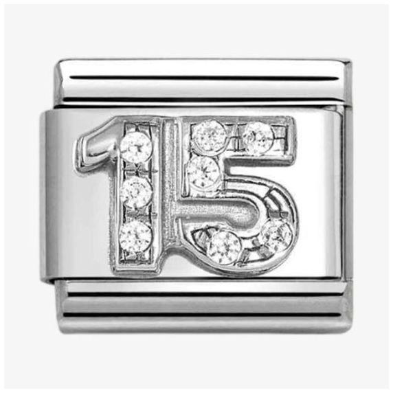 Nomination 330304/49 Classic Silver "15" Zirconia Charm Jewellery