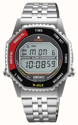 Seiko Digital Quartz Multifunction 'Rotocall' (37mm) Red & Black / Stainless Steel Bracelet SMGG19P1