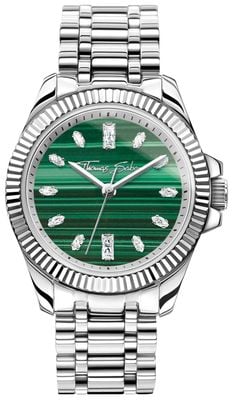 Thomas Sabo Divine Crystal (33mm) Green Malachite Dial / Stainless Steel Bracelet WA0434-201-211-33