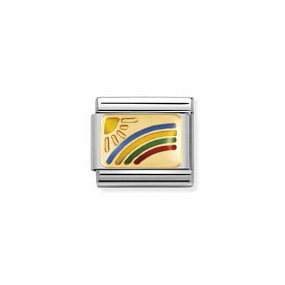 Nomination Composable Classic PLATES Steel Enamel And 18k Gold Rainbow 030263/08