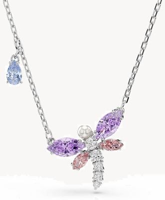 Swarovski x Ariana Grande Dragonfly Mixed-Cut Rhodium-Plated Necklace 5737383