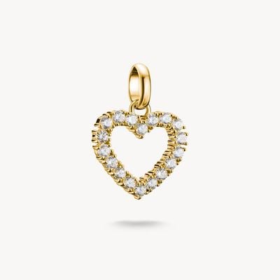 Thomas Sabo Gold-Plated Heart Charm Pendant with White Stones Connect CC1237-414-14
