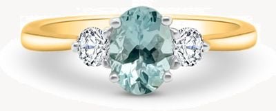 9ct Yellow Gold Aquamarine And Diamond Ring SL9168AQ