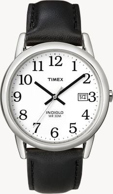 Timex Easy Reader INDIGLO (35mm) White Dial / Black Leather Strap T2H281