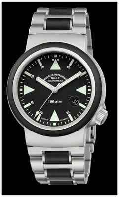 Mühle Glashütte S.A.R. Rescue-Timer Stainless Steel Band Black Dial M1-41-03-MB