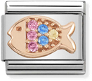 Nomination Classic Fish 9ct Rose Gold & Steel Charm 430302/26