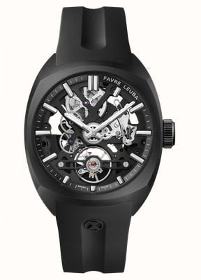 Favre Leuba Chief Skeleton Automatic (40mm) Black Skeleton Dial / Black Rubber Strap 00.20106.105.06.301