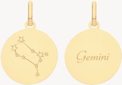 Treasure House 9ct Yellow Gold Gemini Star Constellation Disc Reversible Pendant PN1223