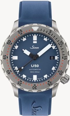 Sinn U50 B Automatic (41mm) Matt-Blue Dial / Blue Silicone Strap Watch 1050.0101 BLUE SILICONE