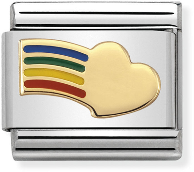 Nomination Classic Heart 18ct Gold & Steel Enamel Charm 030283/12