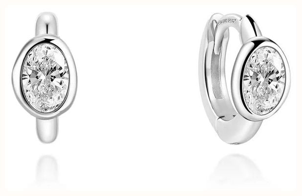Ania Haie Silver Bezel Organic Pebble Huggie Hoop Earrings E076-09H
