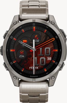 Garmin Fenix 8 47mm AMOLED Sapphire Premium Multisport GPS Smartwatch Titanium Bracelet +Black Silicone Set 010-02904-40