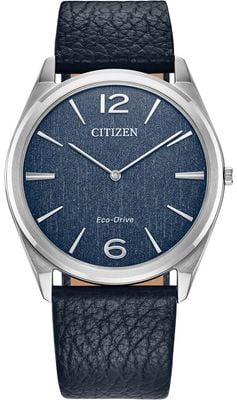 Citizen Eco-Drive 'Stiletto' Solar (38mm) Denim Blue Dial / Blue Leather Strap Watch AR3120-08L