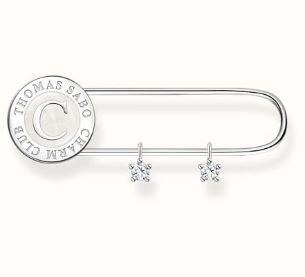 Thomas Sabo Ladies Silver Brooch With White Stones In Safety Pin Design Silver X0290-225-14