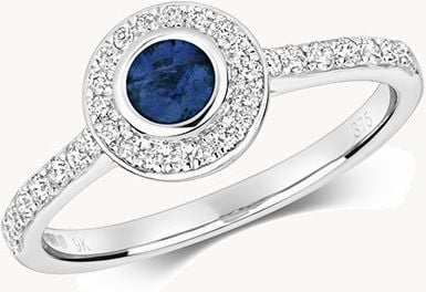 Treasure House 9k White Gold Diamond Sapphire Ring RD433WS