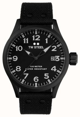 TW Steel Men's Volante | Black Dial | Black Leather and Canvas Strap VS103