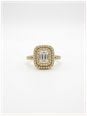Emerald And Round Brilliant Natural Diamond 18ct Yellow Gold Double Halo Ring J94859