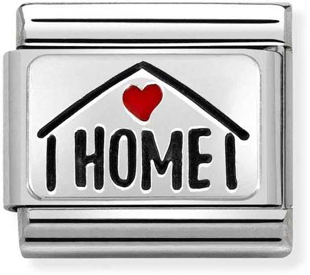 Nomination Classic Home With Heart Oxidised Sterling Silver & Steel Enamel Charm 330208/54