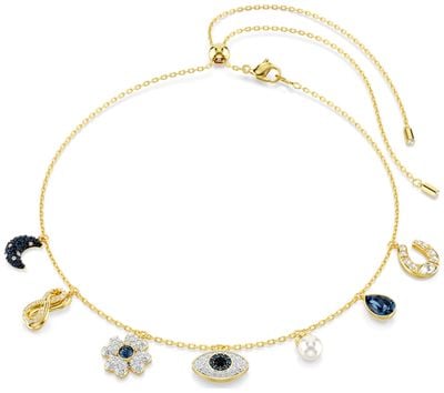 Swarovski Symbolica Choker Necklace Blue and White Crystals Gold-Tone Plated 5692164