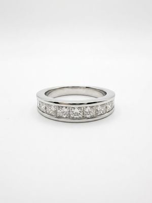 James Moore & Co 1.50ct Natural Diamond Princess Cut 18k White Gold Half Eternity Ring JM5451