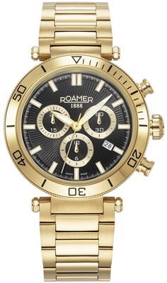 Roamer Men's Toscana (42mm) Black Dial / Gold-Tone Stainless Steel Bracelet 994837 48 85 20