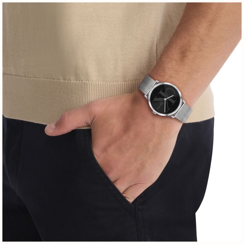 Calvin Klein Exceptional Quartz (37mm) Black CK Dial / Stainless Steel Mesh Bracelet 25200604 - alternate view 4