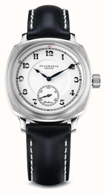 Duckworth Prestex Bolton 'Small Seconds' Quartz (39mm) Porcelain White Dial / Black Horween Leather D667-02-A