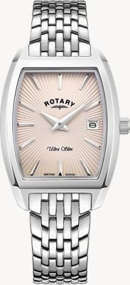 Rotary Ultra Slim Quartz (25mm) Pink Dial / Stainless Steel Bracelet LB08015/90
