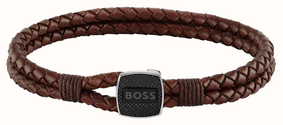 BOSS Jewellery Seal Brown Leather Bracelet 180mm 1580048M