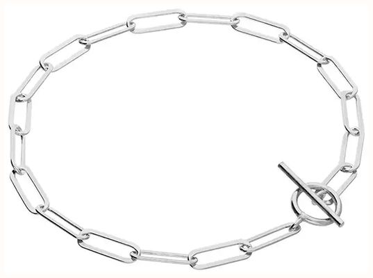 James Moore CME Sterling Silver Flat Paper Chain Oval T Bar Bracelet H3897-19