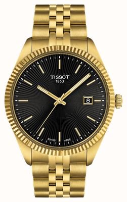 Tissot Ballade Quartz (40mm) Black Guilloché Dial / Gold PVD Stainless Steel Bracelet T1564103305100