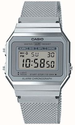 Casio | Vintage | Steel Mesh Bracelet | Stop-Watch | LED Backlight EX-DISPLAY A700WEM-7AEF - EX-DISPLAY