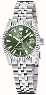 Festina Swiss Made Classic Quartz (29mm) Green Sunray Dial / Stainless Steel Bracelet F20087/5