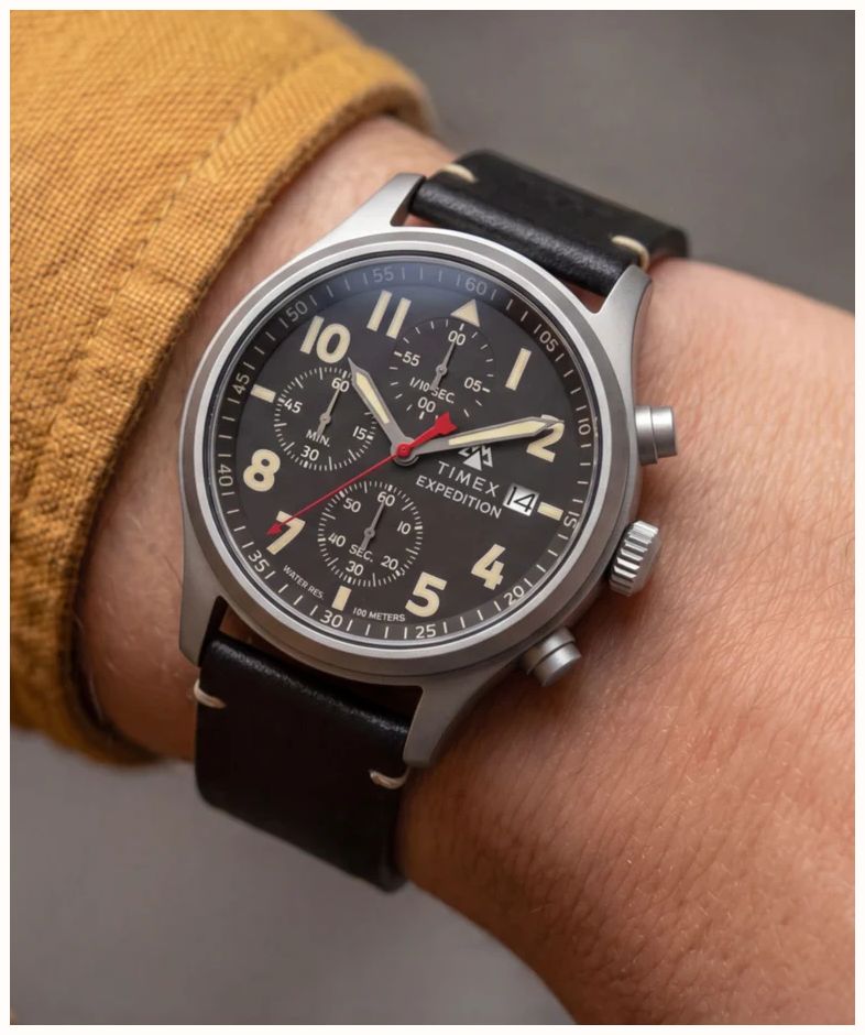 Timex Expedition Sierra Chronograph 43mm Leather Strap TW2Y89200 - alternate view 6