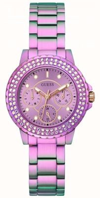 Guess Women's Crown Jewel | Pink Dial | Crystal Set | Pink Stainless Steel Bracelet GW0410L4