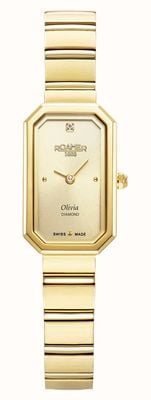 Roamer Olivia Diamond Quartz (18 x 29mm) Gold Dial / Gold PVD Stainless Steel Bracelet 627845 48 39 20