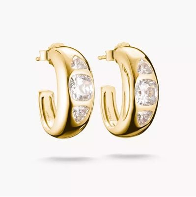 Thomas Sabo 18k Gold Plated Hoop Earrings With Zirconia Stones Bold Eleg CR759-414-14