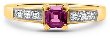 Pre-owned 9ct Yellow Gold Pink Princess Cubic Zirconia Ring J28609