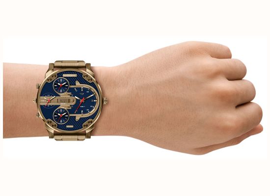 Diesel Mr Daddy Slim Gold Plated Blue Dial Watch DZ7497 - alternate view 4
