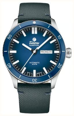 Tutima Glashütte Grand Flieger Airport Automatic (41mm) Blue Dégradé Dial / Blue Cordura Strap 6107-01