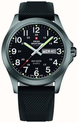 Swiss Military by Chrono Men's Day-Date (42mm) Black Dial / Black Silicone Strap SMP36040.20