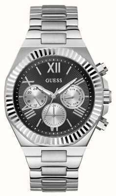 Guess EQUITY Multifunction (44mm) Black Sunray Dial / Stainless Steel Bracelet GW0703G1