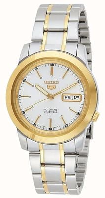 Seiko 5 Automatic (44mm) White Dial / Two-Tone Stainless Steel Bracelet SNKE54K1