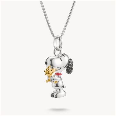 Thomas Sabo 18K Gold Plated Snoopy & WoodStock Pave Pendants Peanuts KE2345-565-7-L50V
