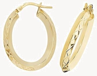 Treasure House 9k Yellow Gold Oval Hoop Earrings ER1018-V3